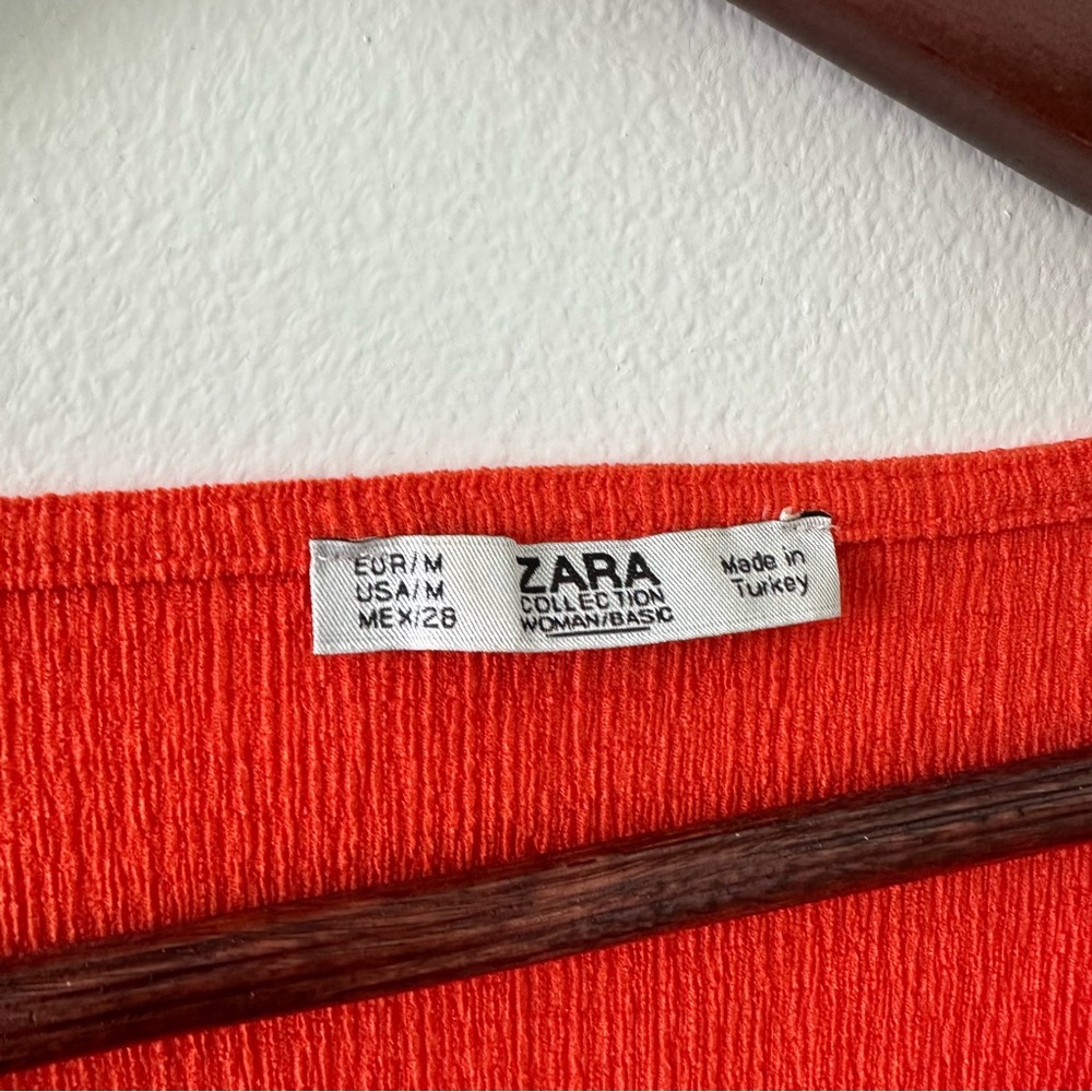 Zara bright red twist top blouse shirt - Picture 3 of 5